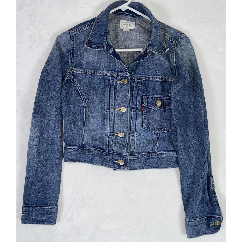 Levis San Francisco Denim Jacket Womens Size Small Petite Red Tab Retro 90s Y2k - Picture 2 of 8